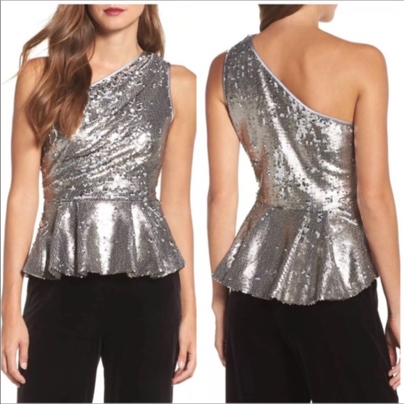 silver peplum top